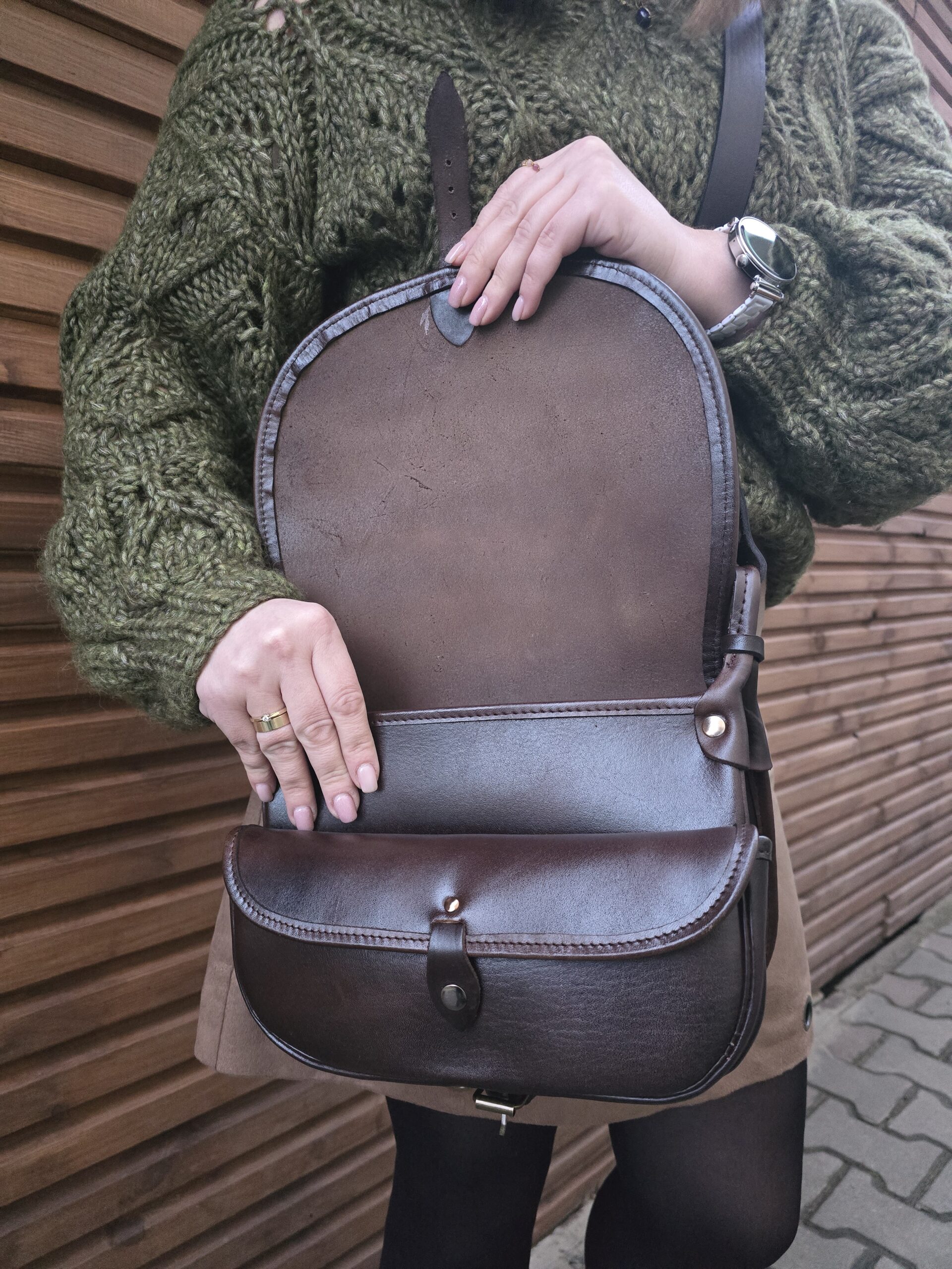 Torebka skórzana CHOCO SADDLE - obrazek 8